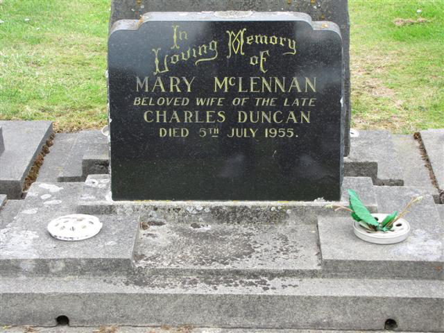 Photo of headstones/Mary Tait d 1955 hdstn Invercargill